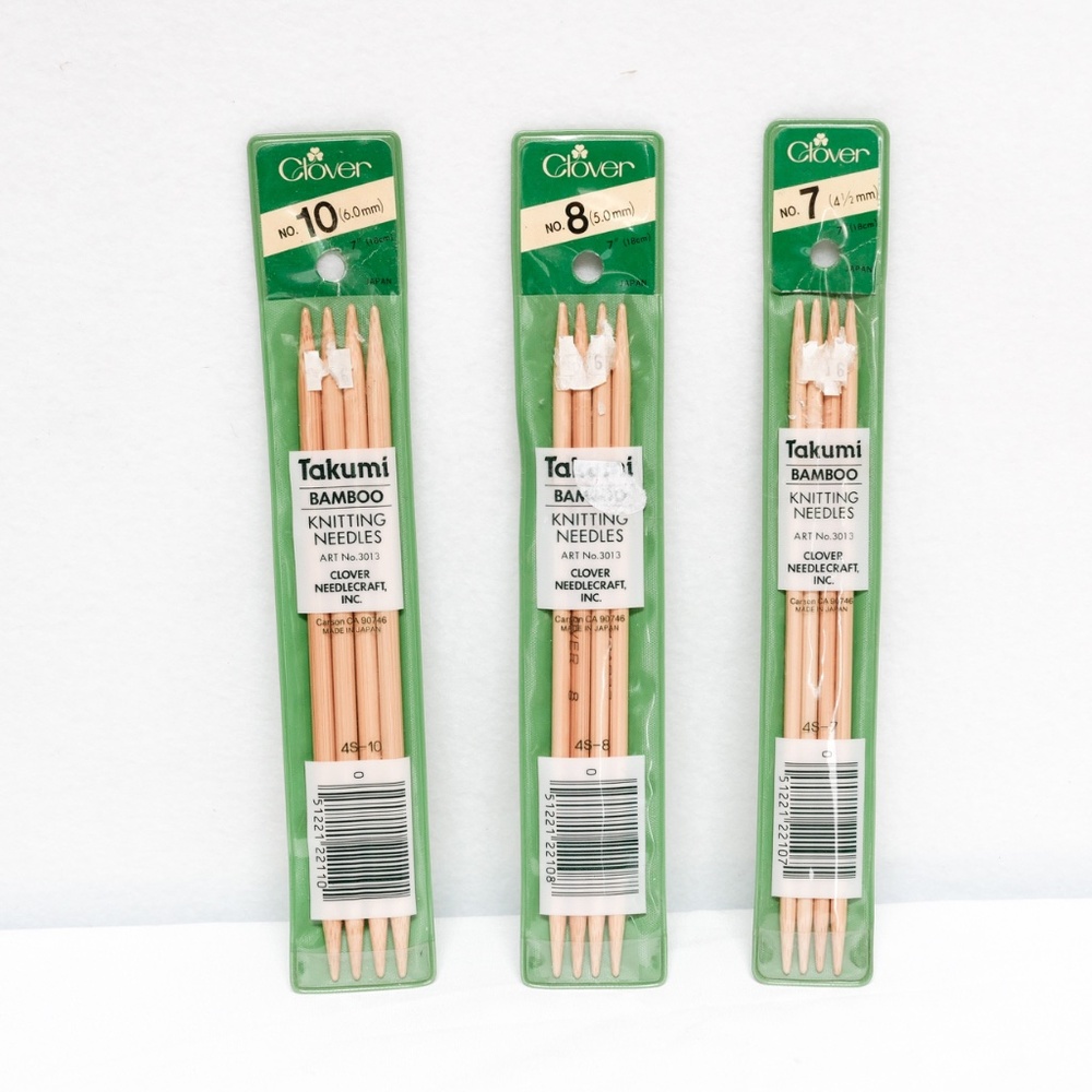 3 sets of bamboo  double pointed knitting needles - Vintage - New unopened